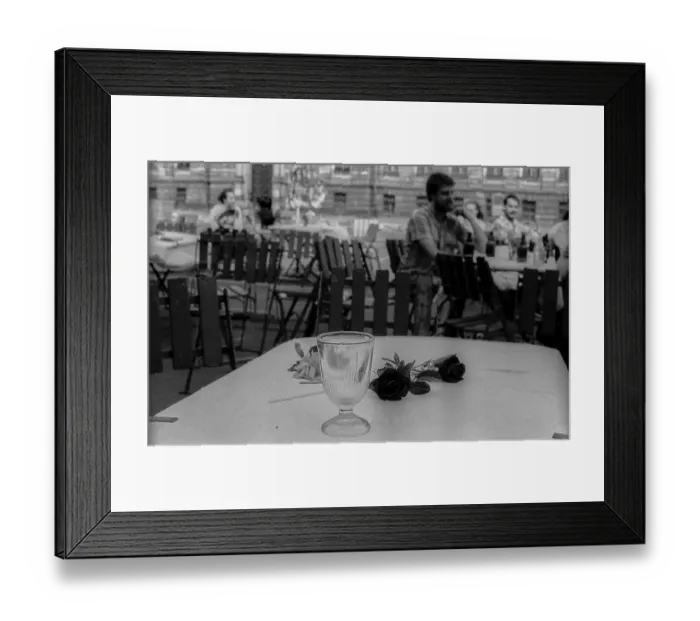 Framed Print : GDR, Leipzig, 06. 06. 1989, street cafe