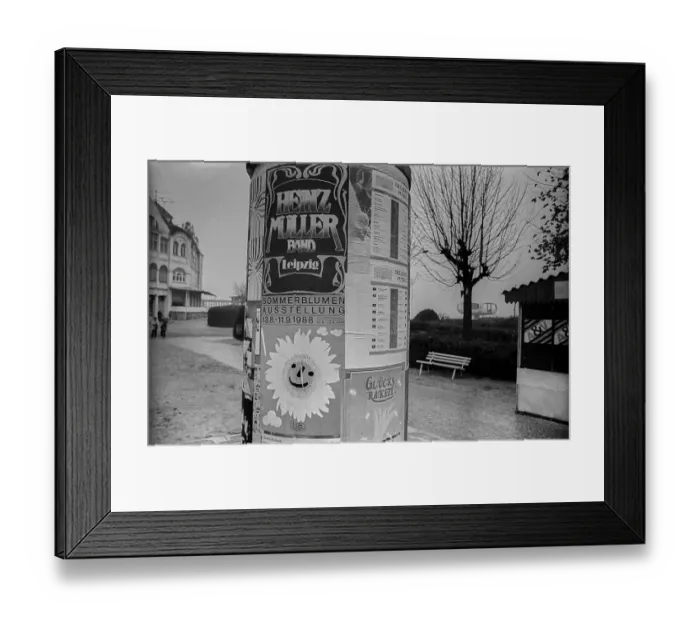 Framed Print : GDR, Binz, 04. 11. 1988, advertising pillar Framed Print : GDR, Binz, 04. 11. 1988, advertising pillar