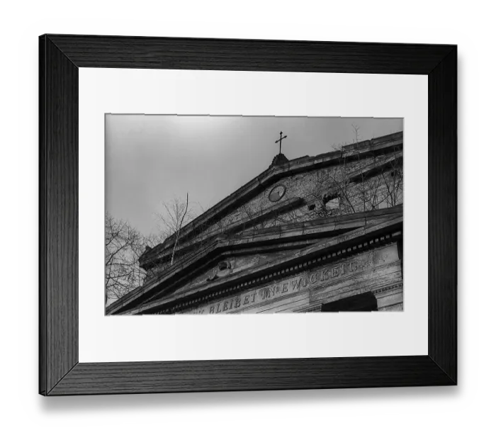 Framed Print : GDR, Berlin, 21. 01. 1989, gable of the Elisabethkirche in the Invalidenstrasse