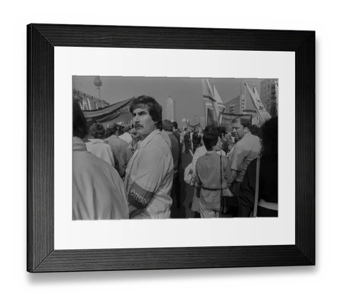 Framed Print : GDR, Berlin, 01.05.1988, 1st May demonstration in Karl-Marx-Allee