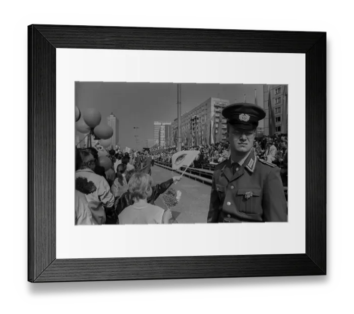 Framed Print : GDR, Berlin, 01.05.1988, 1st May demonstration in Karl-Marx-Allee