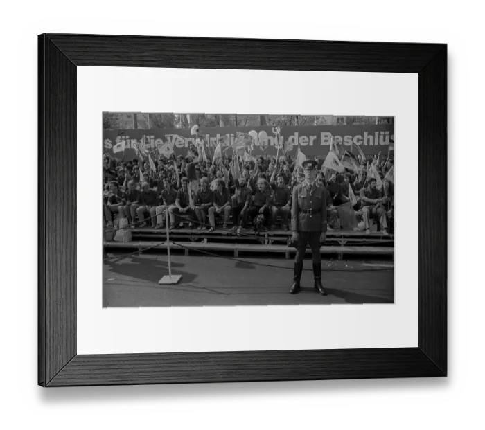 Framed Print : GDR, Berlin, 01.05.1988, May Day demonstration in Karl-Marx-Allee