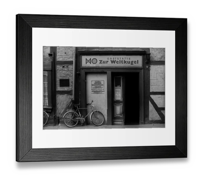 Framed Print : GDR, Halberstadt, 27.05.1988, Zur Weltkugel restaurant