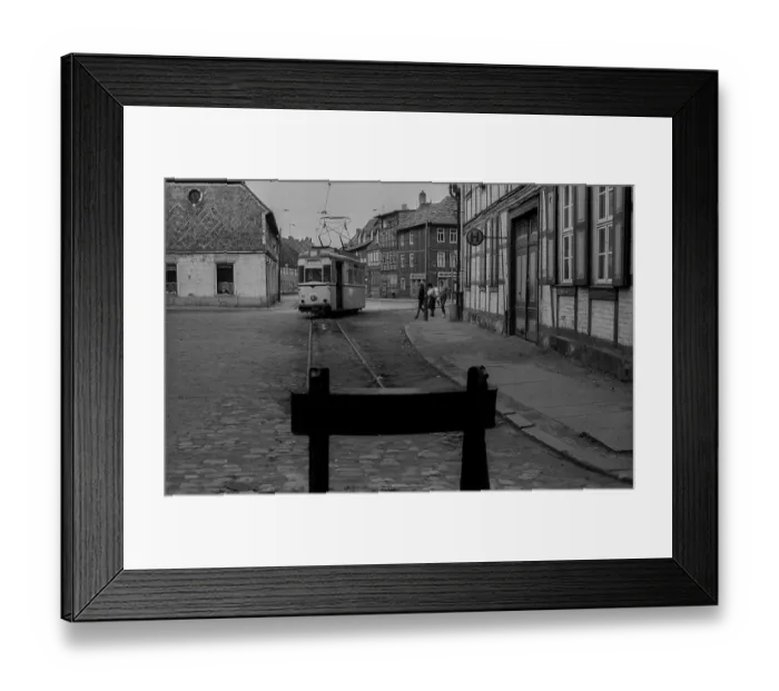 Framed Print : GDR, Halberstadt, 27.05.1988, bumper tram stop