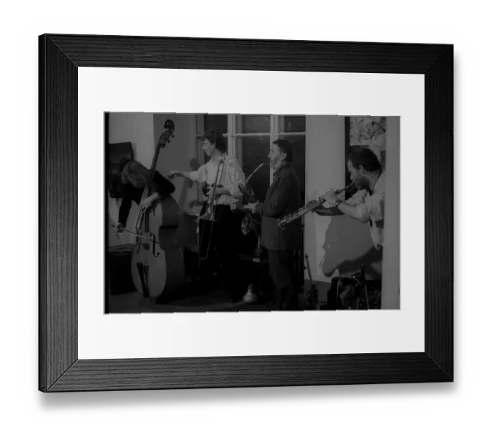 Framed Print : GDR, Berlin, 26.2.1988, Jazzfest at the HdjT (from left to right) Christoph Winkel