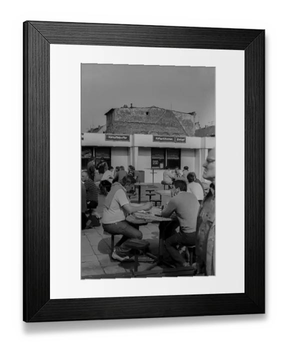 Framed Print : GDR, Stralsund, 9.6.1988, snack bar in Stralsund