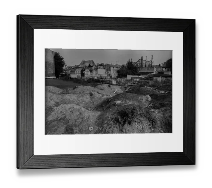 Framed Print : GDR, Stralsund, 9.6.1988, rubble heaps of demolished houses in the centre of Stralsund