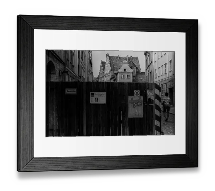 Framed Print : GDR, Stralsund, 23.09.1988, construction fence in the streets of Stralsund Framed Print : GDR, Stralsund, 23.09.1988, construction fence in the streets of Stralsund