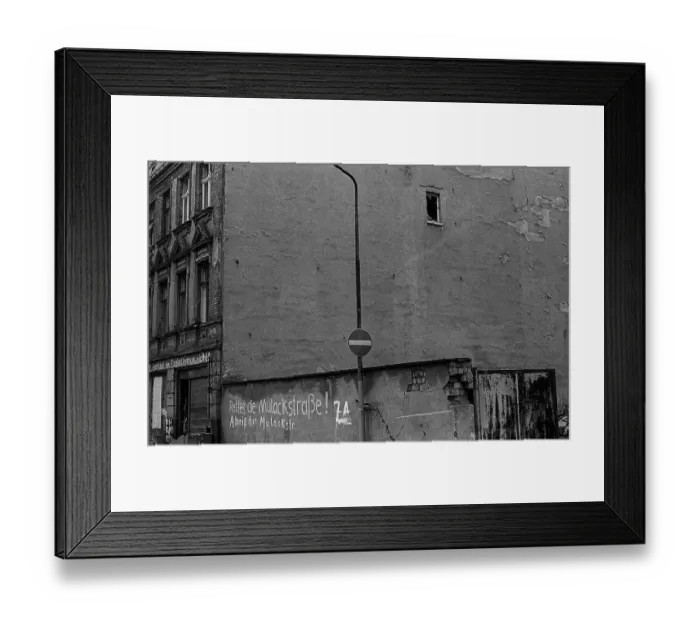 Framed Print : GDR, Berlin, 8.1.1990, demolition house in Mulackstrasse Save Mulackstrasse (renovated after protests)