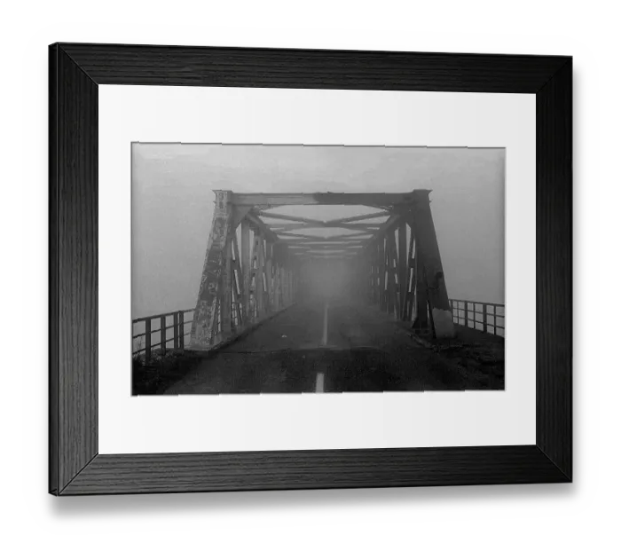 Framed Print : GDR, Berlin, 2.11.1989, Bridge in the fog