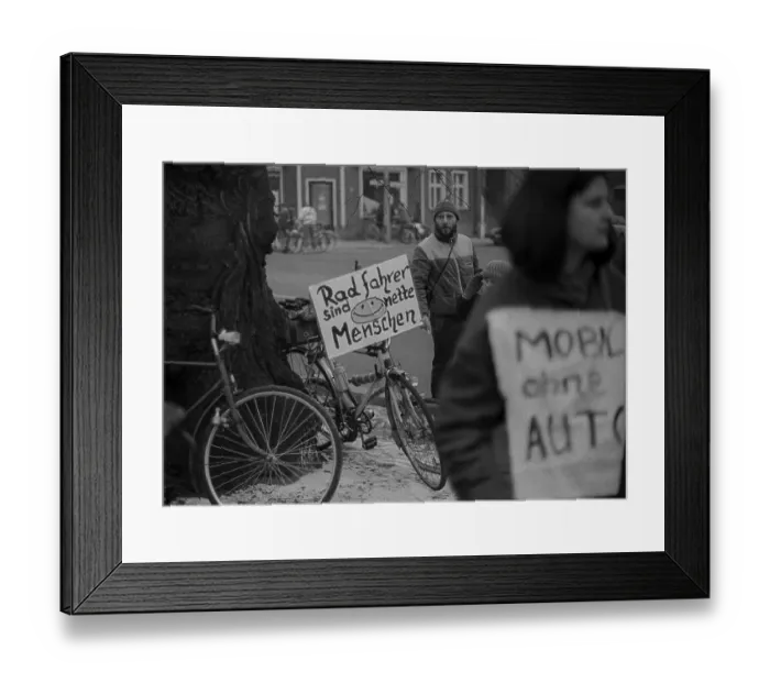 Framed Print : GDR, Berlin, 7.1.1990, 1st bicycle demonstration in East Berlin Framed Print : GDR, Berlin, 7.1.1990, 1st bicycle demonstration in East Berlin