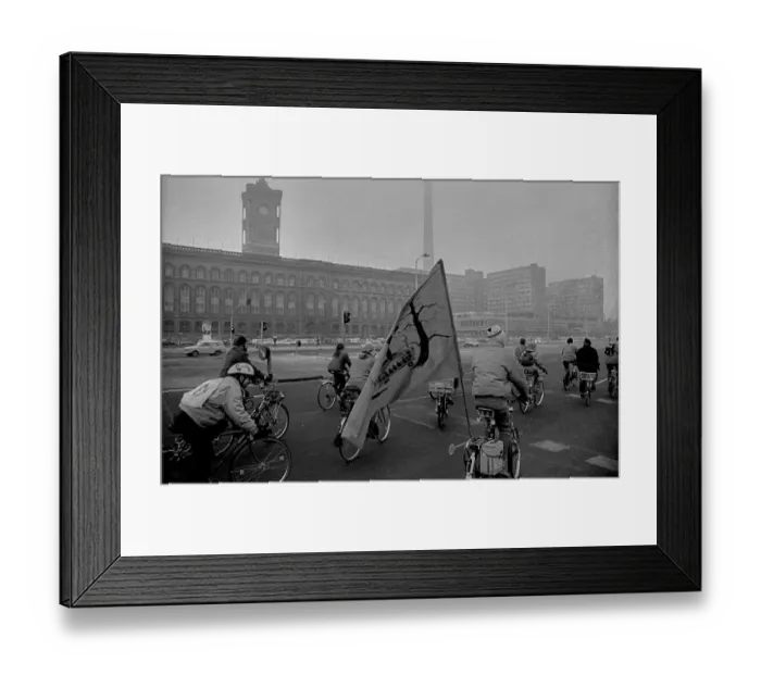 Framed Print : GDR, Berlin, 7.1.1990, 1st bicycle demonstration in East Berlin Framed Print : GDR, Berlin, 7.1.1990, 1st bicycle demonstration in East Berlin