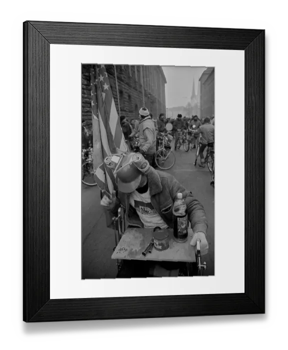 Framed Print : GDR, Berlin, 7.1.1990, 1st bicycle demonstration in East Berlin