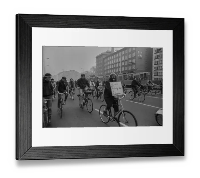 Framed Print : GDR, Berlin, 7.1.1990, 1st bicycle demonstration in East Berlin Framed Print : GDR, Berlin, 7.1.1990, 1st bicycle demonstration in East Berlin