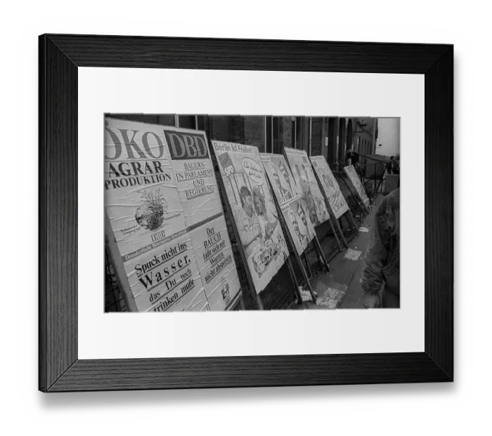 Framed Print : GDR, Berlin, 07.03.1990, election advertisement at Schoeneweide S-Bahn station Framed Print : GDR, Berlin, 07.03.1990, election advertisement at Schoeneweide S-Bahn station