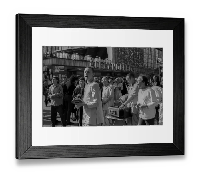 Framed Print : GDR, Berlin, 17.03.1990, Krishna devotee at Alexanderplatz Framed Print : GDR, Berlin, 17.03.1990, Krishna devotee at Alexanderplatz