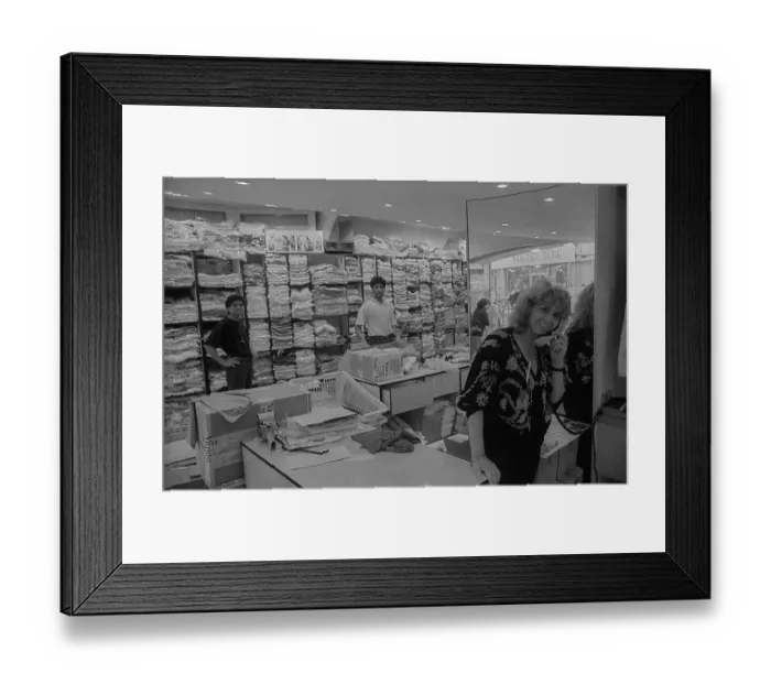 Framed Print : France, Paris, 23.03.1990, in the textile district on Rue Saint Denis Framed Print : France, Paris, 23.03.1990, in the textile district on Rue Saint Denis