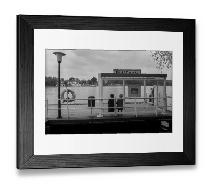 Framed Print : Germany, Hamburg, 03.06.1991, Steamer landing stage on the Alster