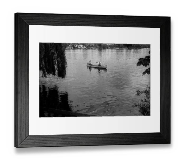 Framed Print : Germany, Hamburg, 03.06.1991, Canoe with parasol on the Alster