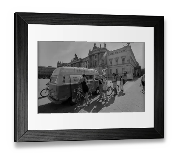 Framed Print : Germany, Berlin, 1 July 1991, ice cream van on Bebelplatz
