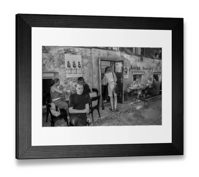 Framed Print : Germany, Berlin, 1 July 1991, in front of the cellar pub Assel