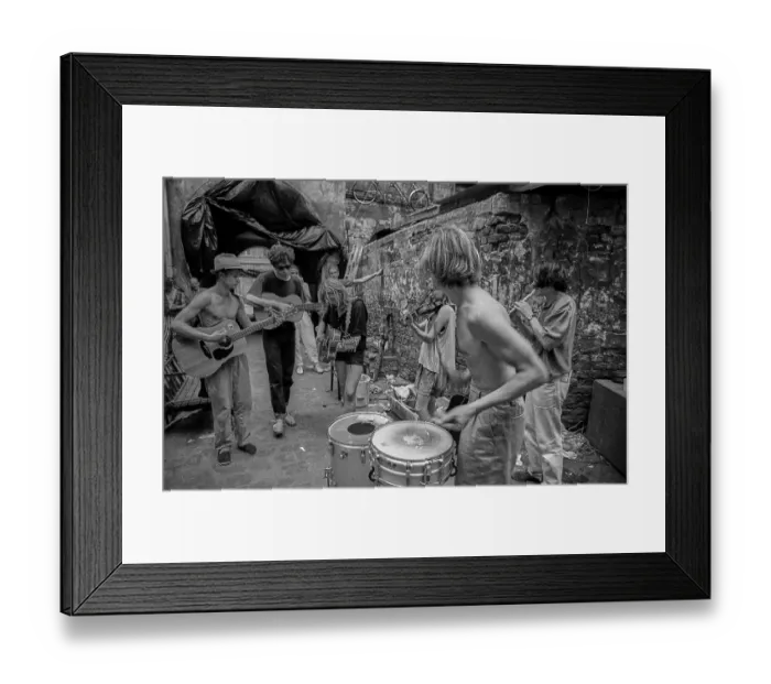 Framed Print : Germany, Berlin, 22 June 1991, courtyard party at the squat Auguststrasse 10 Framed Print : Germany, Berlin, 22 June 1991, courtyard party at the squat Auguststrasse 10