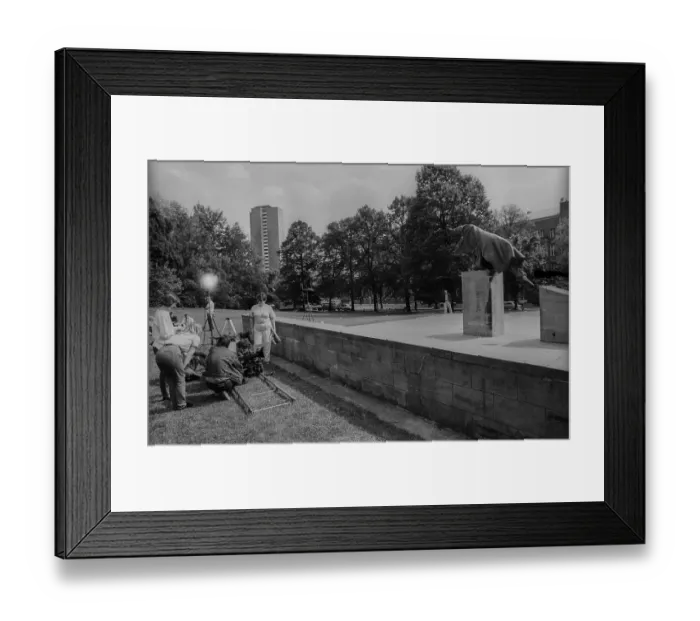 Framed Print : Germany, Berlin, 26 June 1991, filming at the Spartacus Monument in Volkspark Friedrichshain Framed Print : Germany, Berlin, 26 June 1991, filming at the Spartacus Monument in Volkspark Friedrichshain
