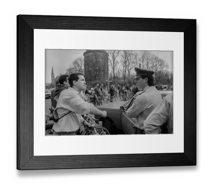 Framed Print : Germany, Berlin, 07.04.1991, bicycle demonstration Framed Print : Germany, Berlin, 07.04.1991, bicycle demonstration