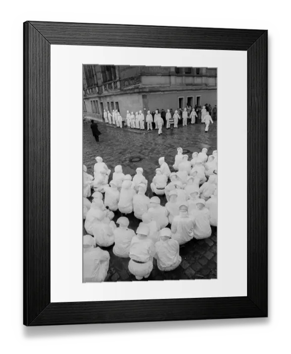 Framed Print : Germany, Berlin, 19.04.1991, student performance in protest against the closure of the art academy in Berlin-Weissensee