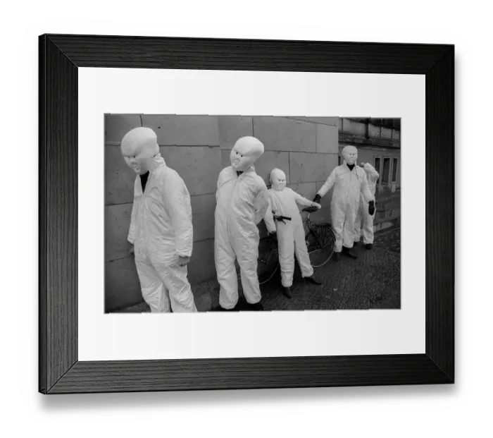 Framed Print : Germany, Berlin, 19.04.1991, student performance in protest against the closure of the art academy in Berlin-Weissensee