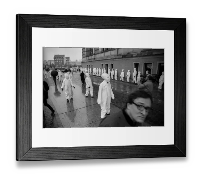 Framed Print : Germany, Berlin, 19.04.1991, student performance in protest against the closure of the art academy in Berlin-Weissensee