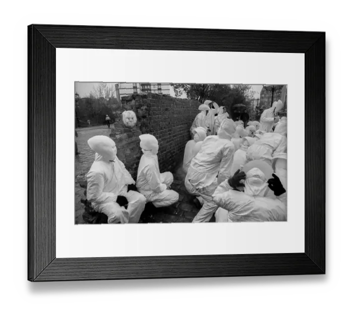Framed Print : Germany, Berlin, 19.04.1991, student performance in protest against the closure of the art academy in Berlin-Weissensee