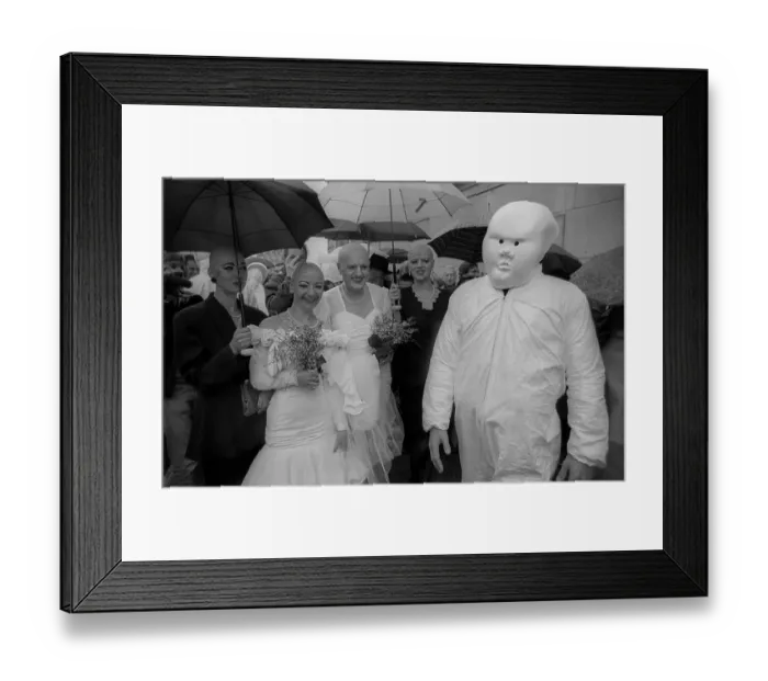 Framed Print : Germany, Berlin, 19.04.1991, student performance in protest against the closure of the art academy in Berlin-Weissensee