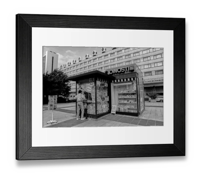 Framed Print : Germany, Berlin, 19 May 1991, Novosti newspaper kiosk in front of the Hotel unter den Linden