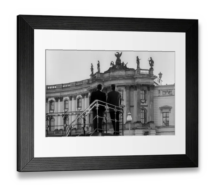 Framed Print : Germany, Berlin, 19 May 1991, two men looking at the chest of drawers