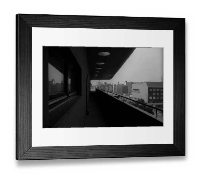Framed Print : GDR, Berlin, 09.05.1990, newly built house at Check Point Charlie (Friedrichstrasse)