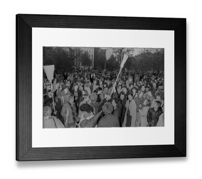 Framed Print : GDR, Berlin, 30.04.1990, 1st Walpurgis Night on Kollwitzplatz