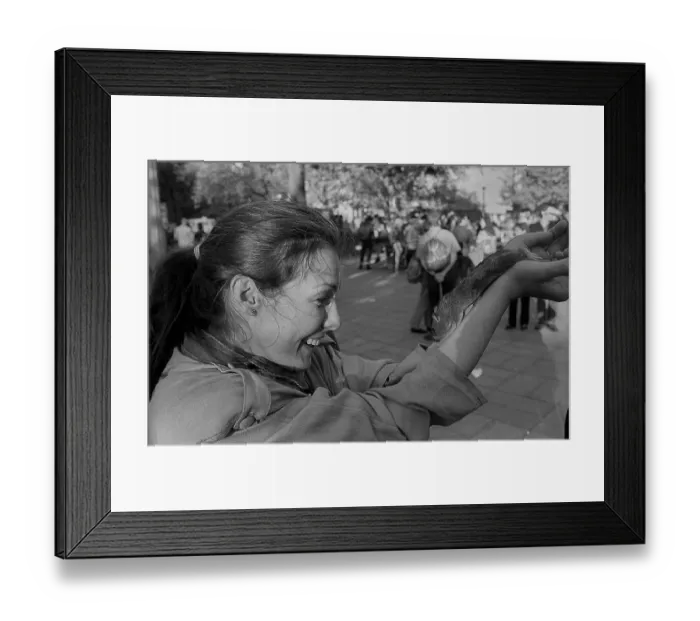 Framed Print : GDR, Berlin, 30.04.1990, May Day celebration on Kollwitzplatz