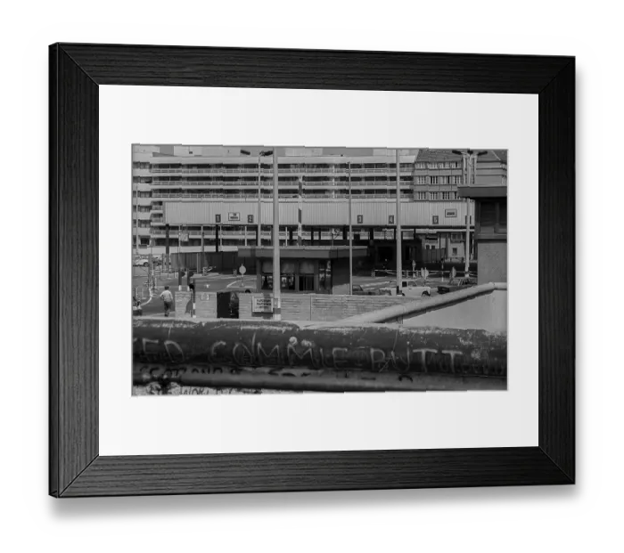 Framed Print : GDR, Berlin, 22 May 1990, the Wall at the GDR border crossing Check Point Charlie