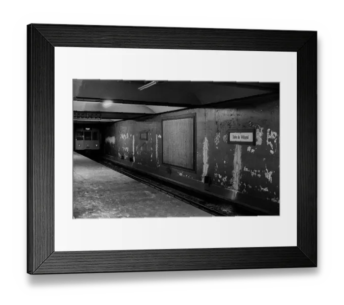 Framed Print : GDR, Berlin, 12.06.1990, underground station Stadion der Weltjugend