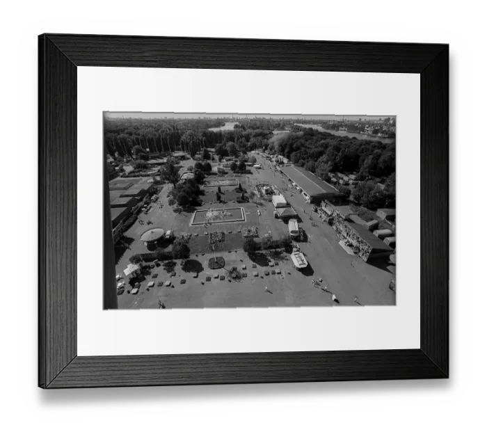 Framed Print : Germany, Berlin, 07.07.1991, View from the Ferris wheel in the Kulturpark Plaenterwald