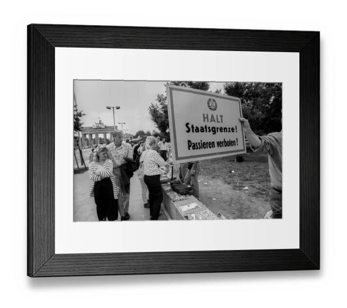 Framed Print : Germany, Berlin, 26.07.1991, Border sign Framed Print : Germany, Berlin, 26.07.1991, Border sign
