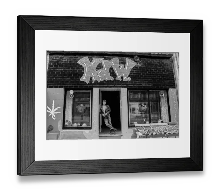 Framed Print : Germany, Berlin, 11.08.1991, Punk in front of the punk pub KDW