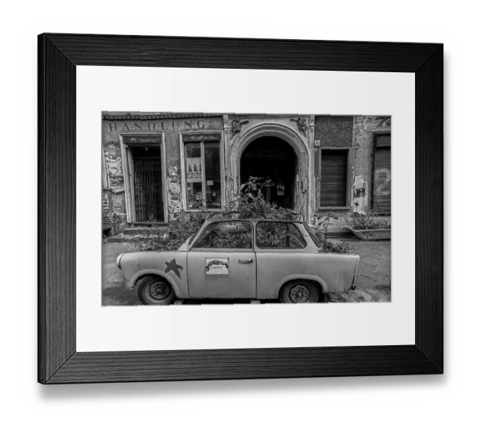 Framed Print : Germany, Berlin, 14.08.1991, planted Trabi in the Tucholskystrasse