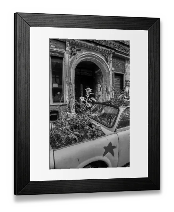 Framed Print : Germany, Berlin, 14.08.1991, planted Trabi in the Tucholskystrasse