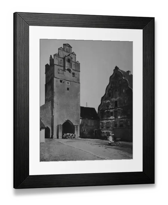 Framed Print : Noerdlinger Tor gate and town mill