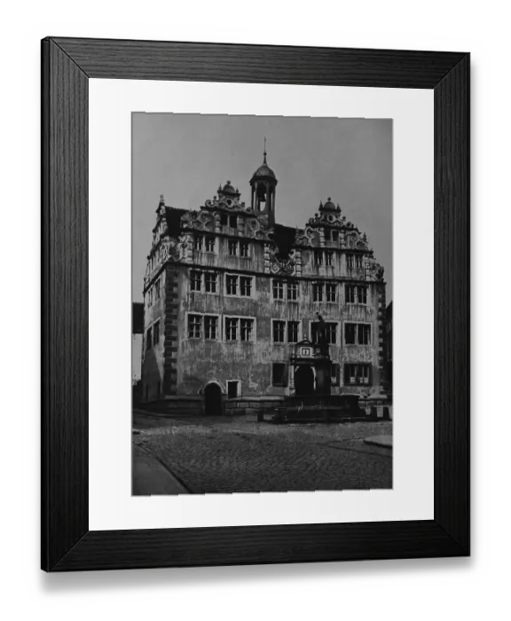 Framed Print : City hall and Lullusbrunnen fountain of Hersfeld Framed Print : City hall and Lullusbrunnen fountain of Hersfeld