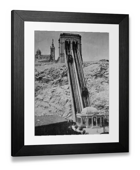 Framed Print : Early autotype of the L'Ascenseur de Notre-Dame-de-la-Garde funicular