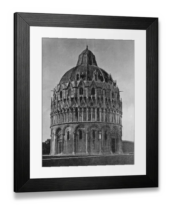 Framed Print : Early autotype of the Baptistery in Pisa
