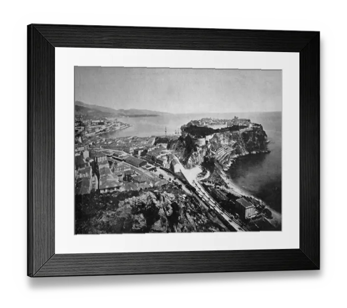Framed Print : Early autotype of Monaco, historical picture, 1884